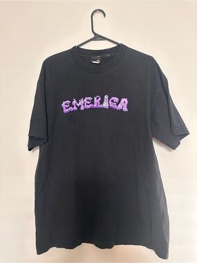 Y2K Vintage Emerica Black Short-Sleeve Tee with Purple Logo